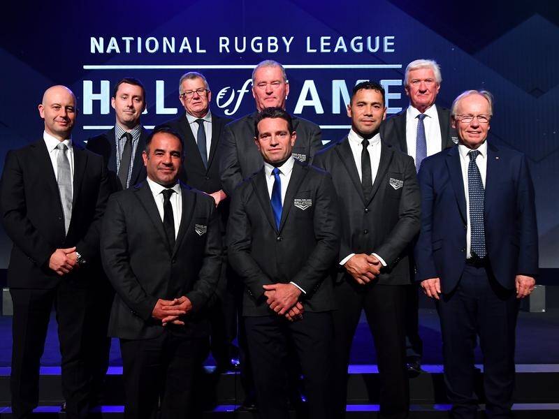NRL Hall of Fame inductees and officials at the 2019 presentation night.