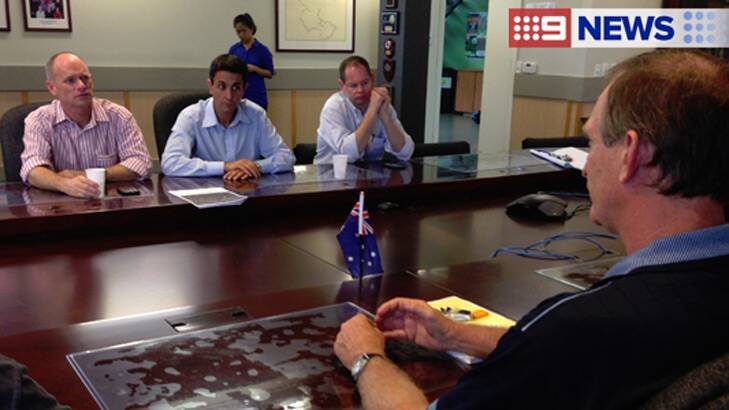 Premier Campbell Newman talks with Cook Shire mayor Peter Scott in Cooktown, north Queensland. Photo: Nine News.