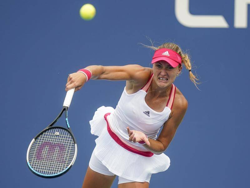 Frenchwoman Kristina Mladenovic during her gritty start to the US Open.