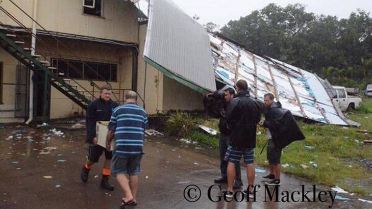 Hotel and museum, housing Captain Cook pieces, loses roof in Cooktown. Photo: Geoff Mackley/Twitter