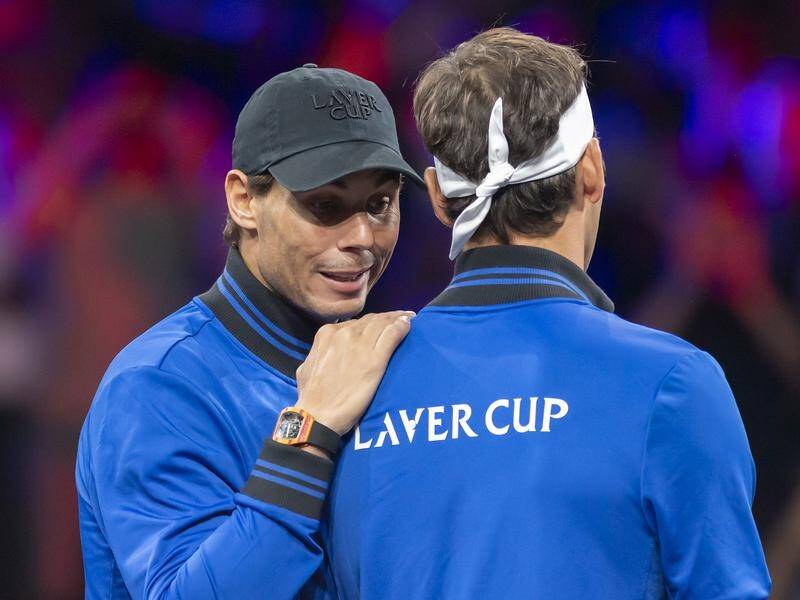 Rafael Nadal (l) is out of the Laver Cup through injury.
