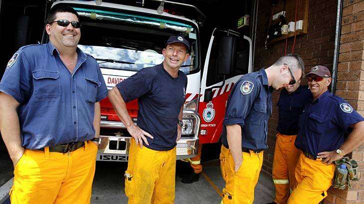 Tony Abbott at Davidson Rural Fire Brigade, where he volunteers, on Tuesday.